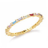Rainbow Tiny Baguette Ring