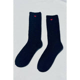 Embroidered Snow Socks | Black + Heart