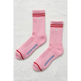Embroidered Boyfriend Socks | Amour Pink + Heart