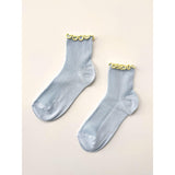 Petite Ruffled Modal Socks | Baby Blue + Butter