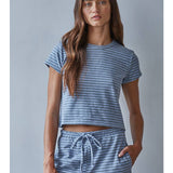 Carly Striped Tee | Grey + Blue