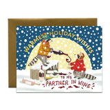 Raccoon Partner in Wine Holiday Card