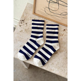 Wide Stripe Wally Socks | Navy