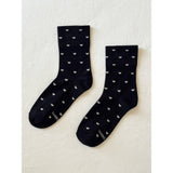 Heart Sneaker Socks | Black + Cream