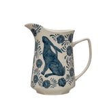 Hand-Painted Stoneware Pitcher | Rabbit