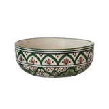 Hand-Painted Stoneware Bowl | Brown + Green