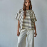 Bodie Tee | Natural Navy Stripe