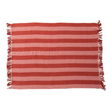 Cotton Blend Throw | Red + Pink Stripes