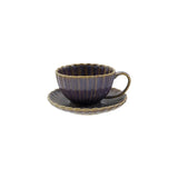Plum Scalloped Mug + Saucer