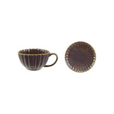 Plum Scalloped Mug + Saucer