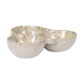 Stoneware Triple Bowl | Cream + Green
