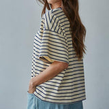 Bodie Tee | Natural Navy Stripe