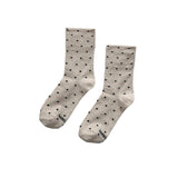 Polka Dot Sneaker Socks | Oatmeal + Black