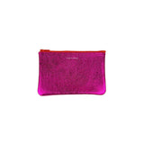 Small Zip Pouch | Texture Matte Foil Electric Pink