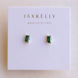 Baguette Studs | Emerald