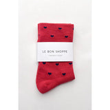 Heart Sneaker Socks | Tomato + Navy