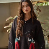 Wells Cardigan | Dark Chocolate + Red