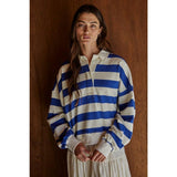 Ella Rugby Top | Cream + Blue