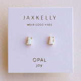 Baguette Studs | White Opal