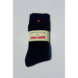 Embroidered Snow Socks | Black + Heart