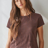 Carly Striped Tee | Dark Brown + Blue