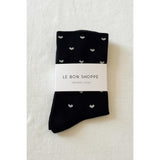 Heart Sneaker Socks | Black + Cream