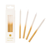 White + Gold Candles | Set of 16