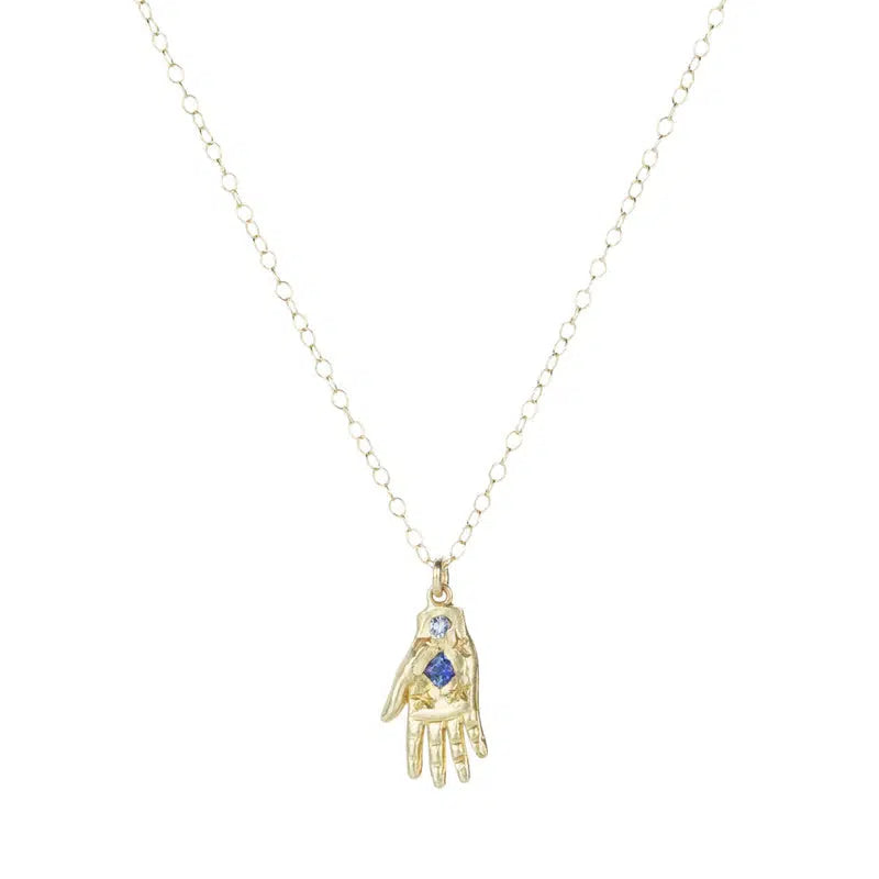 14K McCall's Hand With Sapphire Necklace