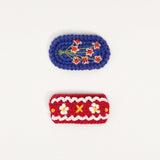 Polly Crochet Hair Clips | Red + Blue
