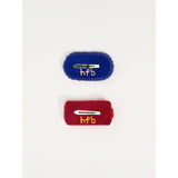Polly Crochet Hair Clips | Red + Blue