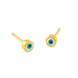 Enamel Round Eye Stud | Gold + Blue