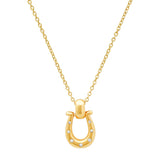 Gold Horseshoe Necklace with Embedded CZ Stones