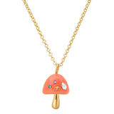 Gold Chain with Mushroom Charm | Pink