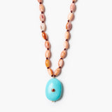 Beaded Pendant Necklace | Turquoise + Orange Sapphire