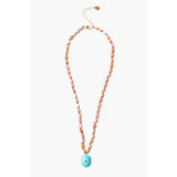 Beaded Pendant Necklace | Turquoise + Orange Sapphire