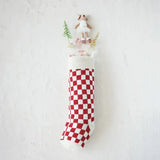 Knit Cotton Stocking | Red + White Check
