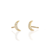 Crescent Moon Pave Stud Earrings | 18K GV