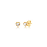 14k White Topaz Heart Studs