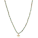 Handmade Beaded Necklace With Dangle Accent | Turquoise