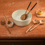 Burke Salad Servers | Wood & Natural Leather