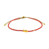 Red Beaded Bracelet With Gold Fish Charm