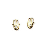Gold Hamsa Studs with CZ Accent