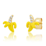 Enamel + CZ Banana Studs