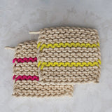 8" Cotton Crochet Pot Holder | Neon Stripe