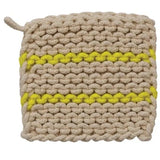 8" Cotton Crochet Pot Holder | Neon Stripe