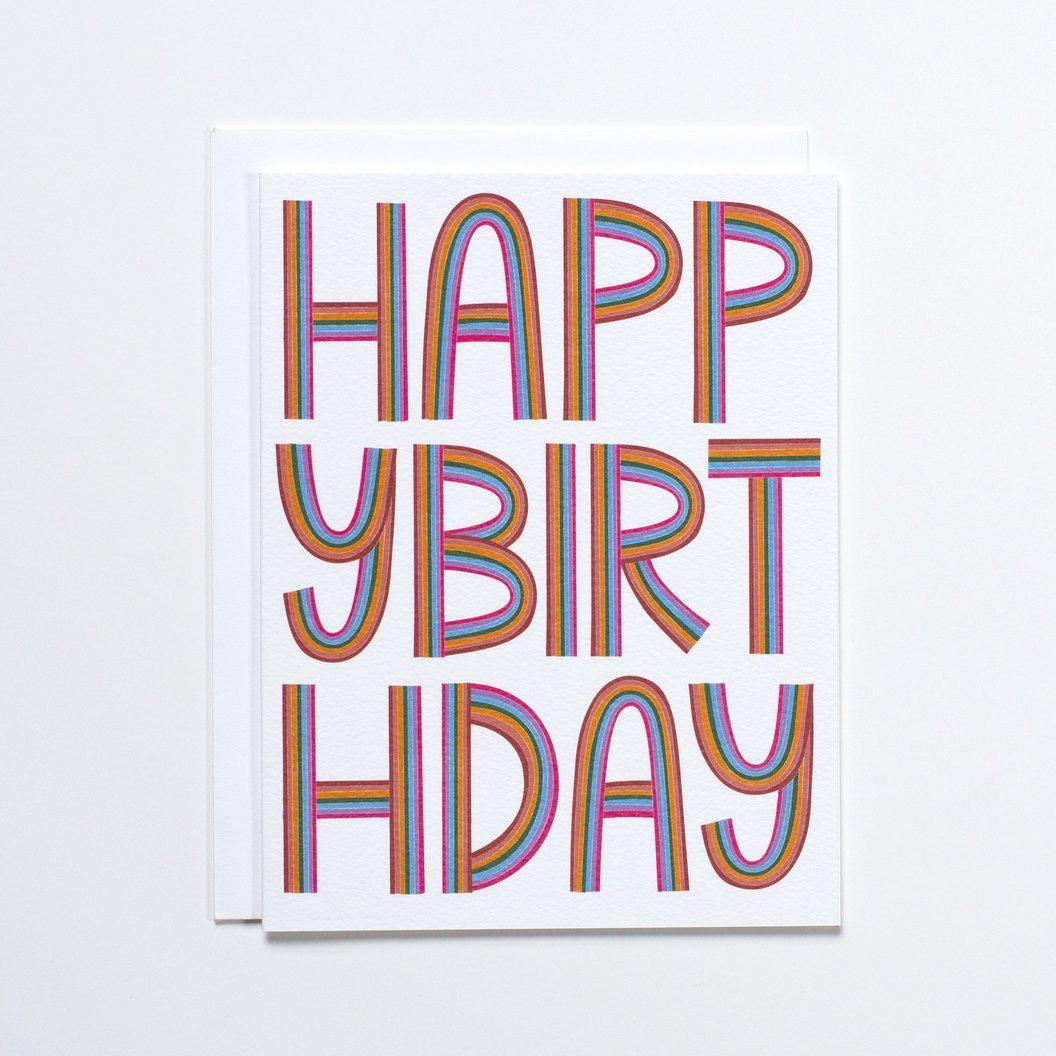 letters of the rainbow birthday card