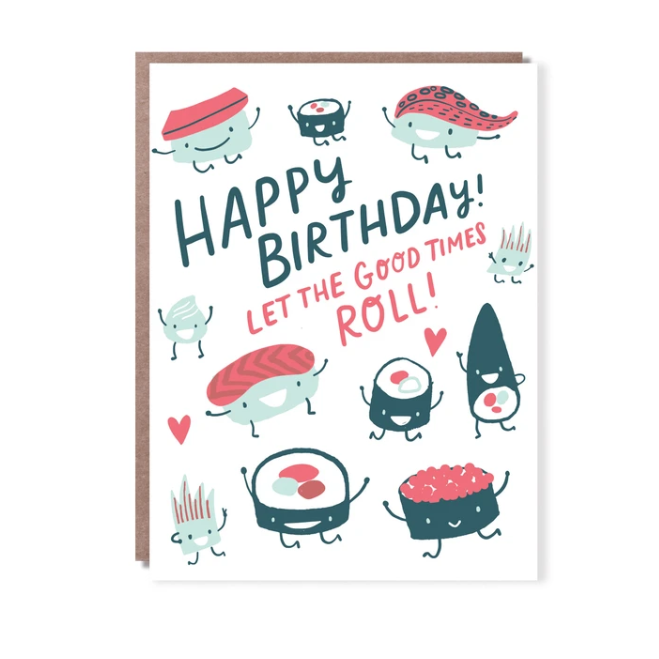 sushi roll birthday card