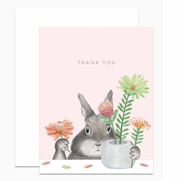 thank you bunny arranging protea card